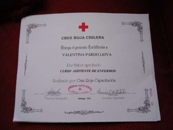 Urgente urgente se ofrece asistente de enfermos cruz roja disponibilidad inmediata viña del mar valparaiso quinta region
